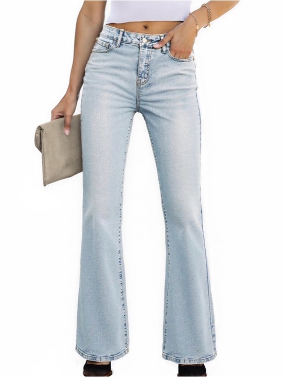 Denim - Stretch Mid-Rise Light Wash Flare Jeans for Women y2k